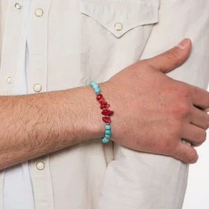 Dandy Street - bracciale uomo - pietre naturali aulite corallo - corallo Dandy Street - bracciale uomo - pietre naturali aulite corallo - corallo