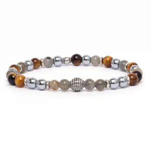 Dandy Street - vendita online - bracciale uomo - pietre naturali occhio di tigre labradorite ematite - Lion Dandy Street - vendita online - bracciale uomo - pietre naturali occhio di tigre labradorite ematite - Lion