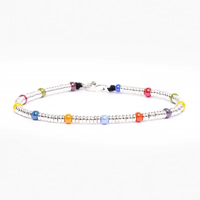 Dandy Street - vendita online - bracciali uomo di tendeza - bracciale stampa argento 925 - filo braided - chiusura moschettone - perline di vetro - Etan