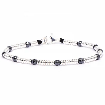 Dandy Street - vendita online - bracciali uomo di tendeza - bracciale stampa argento 925 - filo braided - chiusura moschettone - pietre dure ematite - Noah