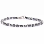 Dandy Street – vendita online – bracciali uomo di tendeza – bracciale stampa argento 925 – filo braided – chiusura moschettone – pietre ematite – Grei
