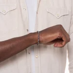 Dandy Street – vendita online – bracciali uomo di tendeza – bracciale stampa argento 925 – filo braided – chiusura moschettone – pietre ematite – Grei
