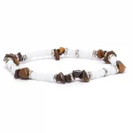Dandy Street – vendita online – bracciali uomo di tendeza – perline vetro bianco pietre occhio di tigre – Naxos