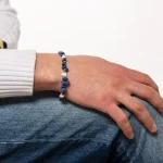 Dandy Street – vendita online – bracciali uomo di tendeza – pietre naturali aulite bianca lapislazzuli- Blues