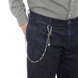 Dandy Street - shop online - accessori uomo - catena portafoglio uomo - pietre naturali paesina - ematite - turchese africano - perle zigrinate placcate argento - pendaglio con monetina - Cayen Dandy Street - shop online - accessori uomo - catena portafoglio uomo - pietre naturali paesina - ematite - turchese africano - perle zigrinate placcate argento - pendaglio con monetina - Cayen