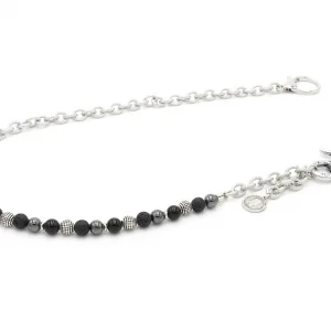 Dandy Street - shop online - accessori uomo - catena per jeans da uomo - pietre naturali ematite onice - perle zigrinate placcate argento - pendaglio con monetina - Marav Dandy Street - shop online - accessori uomo - catena per jeans da uomo - pietre naturali ematite onice - perle zigrinate placcate argento - pendaglio con monetina - Marav