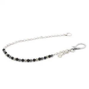 Dandy Street - shop online - accessori uomo - catena per jeans da uomo - pietre naturali ematite onice - perle zigrinate placcate argento - pendaglio con monetina - Marav Dandy Street - shop online - accessori uomo - catena per jeans da uomo - pietre naturali ematite onice - perle zigrinate placcate argento - pendaglio con monetina - Marav