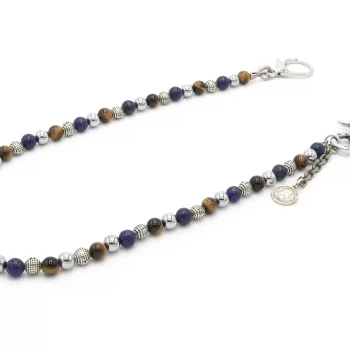 Dandy Street - shop online - accessori uomo - catena per pantaloni da uomo - pietre naturali lapislazzuli ematite occhio di tigre - pendaglio con monetina - Cerros