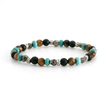 Dandy Street - shop online bracciali uomo di tendenza - bracciale elastico - bracciale uomo - bracciale pietre naturali occhio di tigre aulite pirite onice - Ficus