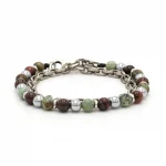 Dandy Street – shop online bracciali uomo di tendenza – bracciale doppio giro – bracciale uomo con catena – bracciale pietre naturali occhio di tigre ematite pietre di turchese – Mikad