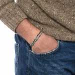 Dandy Street – shop online bracciali uomo di tendenza – bracciale uomo in argento – bracciale doppio giro chiusura moschettone – pietre semipreziose turchese africano – Deep