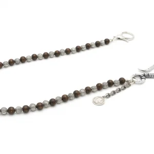 Dandy Street - shop online - accessori uomo - catena per portafoglio da uomo per pantaloni - perle di legno perle zigrinate placcate argento - pendaglio con monetina - Tajum Dandy Street - shop online - accessori uomo - catena per portafoglio da uomo per pantaloni - perle di legno perle zigrinate placcate argento - pendaglio con monetina - Tajum