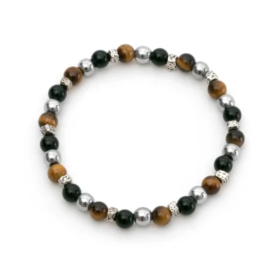 Dandy Street - shop online bracciali uomo di tendenza - bracciale elastico - bracciale uomo - bracciale pietre naturali occhio di tigre ematite onice - Pear