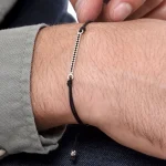 Dandy Street – shop online bracciali uomo di tendenza – bracciale uomo in argento – zirconi incastonati – filo di sagola – Aman