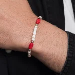 Dandy Street – shop online bracciali uomo di tendenza – bracciale elastico – bracciale con corallo bamboo e conchiglie – Gutep