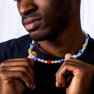 Dandy Street - shop online - collane uomo con pietre naturali - Collana con murrine veneziane e perle - Stewe Dandy Street - shop online - collane uomo con pietre naturali - Collana con murrine veneziane e perle - Stewe