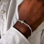 Dandy Street – shop online bracciali uomo di tendenza – bracciale Serie Lucky – Bracciale da uomo con perla verde – Green Eye