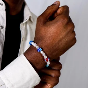 Dandy Street - shop online bracciali uomo di tendenza - Bracciale da uomo con perle e murrine - Darya Dandy Street - shop online bracciali uomo di tendenza - Bracciale da uomo con perle e murrine - Darya