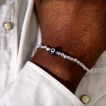 Dandy Street – shop online bracciali uomo di tendenza – bracciale Serie Lucky – Bracciale da uomo in argento 925 – Grey Eye