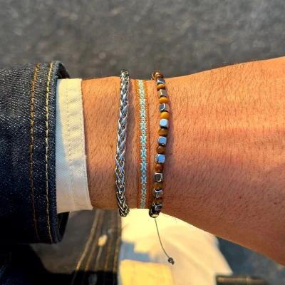 Dandy Street - shop online - accessori uomo bracciali uomo - Bracciali da uomo dettagli argentati - Tris #24