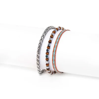 Dandy Street - shop online - accessori uomo bracciali uomo - Bracciali da uomo dettagli argentati - Tris #24