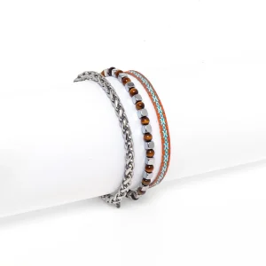 Dandy Street - shop online - accessori uomo bracciali uomo - Bracciali da uomo dettagli argentati - Tris #24 Dandy Street - shop online - accessori uomo bracciali uomo - Bracciali da uomo dettagli argentati - Tris #24