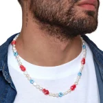Dandy Street – shop online – collane uomo con pietre naturali – Collana con perle e occhio greco – Jikan