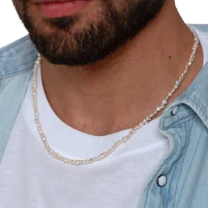 Dandy Street - shop online - collane uomo con pietre naturali - Collana elegante con perle di fiume - Blancos Dandy Street - shop online - collane uomo con pietre naturali - Collana elegante con perle di fiume - Blancos