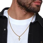 Dandy Street – shop online – collane uomo con pietre naturali – Collana uomo con croce – Golden Cross