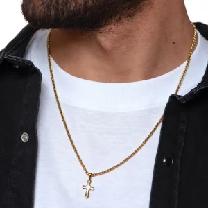 Dandy Street - shop online - collane uomo con pietre naturali - Collana uomo con croce - Golden Cross Dandy Street - shop online - collane uomo con pietre naturali - Collana uomo con croce - Golden Cross