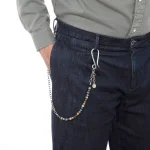 Dandy Street – shop online – accessori uomo – catena portafoglio uomo – pietre naturali paesina – ematite – turchese africano – perle zigrinate placcate argento – pendaglio con monetina – Cayen