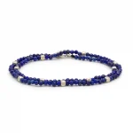 Dandy Street – shop online bracciali uomo di tendenza – bracciale uomo in argento – bracciale doppio giro chiusura moschettone – pietre semipreziose lapislazzuli – Neuf