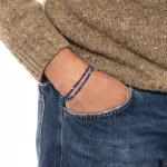 Dandy Street – shop online bracciali uomo di tendenza – bracciale uomo in argento – bracciale doppio giro chiusura moschettone – pietre semipreziose lapislazzuli – Neuf