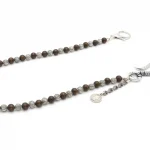 Dandy Street – shop online – accessori uomo – catena per portafoglio da uomo per pantaloni – perle di legno perle zigrinate placcate argento – pendaglio con monetina – Tajum