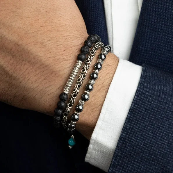 Dandy Street - vendita online - bracciale uomo - pietre naturali pietra lavica - Pietra lavica