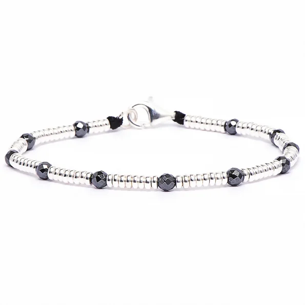 Dandy Street - vendita online - bracciali uomo di tendeza - bracciale stampa argento 925 - filo braided - chiusura moschettone - pietre dure ematite - Noah