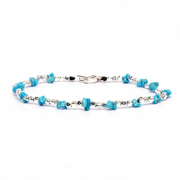 Dandy Street - vendita online - bracciali uomo di tendeza - bracciale stampa argento 925 - filo braided - chiusura moschettone - pietre turchese - James