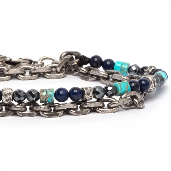 Dandy Street - vendita online - bracciali uomo catena - pietre naturali aulite ematite lapislazzuli - Catena