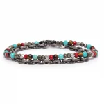 Dandy Street – vendita online – bracciali uomo di tendeza – pietre dure occhio di tigre pirite aulite perline di vetro – Zander