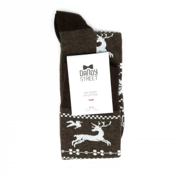 Dandy Street - shop online - accessori uomo calzini uomo cotone - calzini da uomo con renne e fiocchi marrone