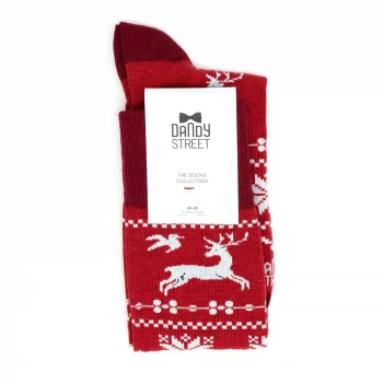 Dandy Street - shop online - accessori uomo calzini uomo cotone - calzini da uomo con renne e fiocchi rosso