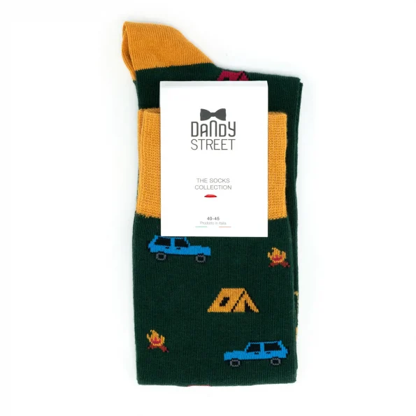 Dandy Street - shop online - accessori uomo calzini uomo cotone - calzini da uomo in fantasia di qualità verde scuro